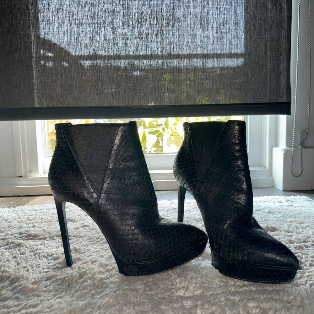 Saint Laurent Black Textured Heeled Janis Boots